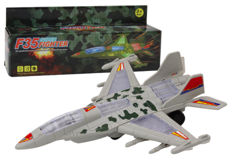 Przejdź do produktu Myśliwiec Militarny F35 Jeżdżący Światła Dźwięki Szary