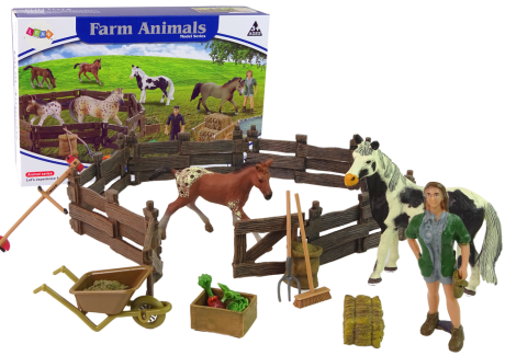 Przejdź do produktu Zestaw Figurek Farma Do Złożenia Drewniana Zagroda Konie