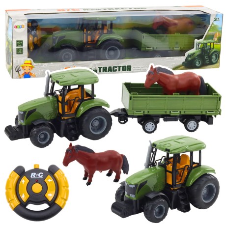 Przejdź do produktu Zestaw Traktor Z Przyczepą i Koniem Zdalnie Sterowany RC