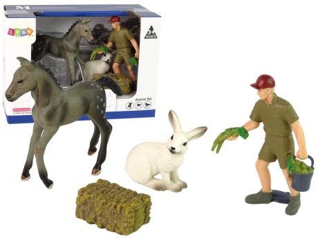 Przejdź do produktu Zestaw Figurek Zwierzęta Koń Szary Zając Rolnik