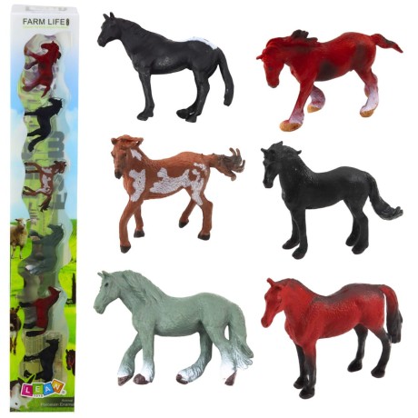 Przejdź do produktu Zestaw Mini Figurki Konie Rasy Brązowy Czarny Szary 5-6cm 6szt